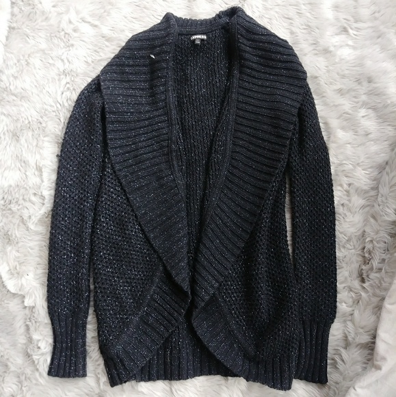 Express Sweaters - Express Black Glitter Cardigan